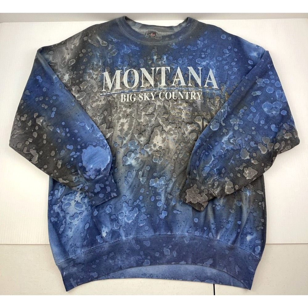 90s Vintage Jerzees  X-Large XL Montana MT Big Sky Country Tye-Dye Sweatshirt